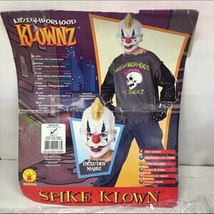 Neighborhood Klownz Spike Klown Scary Clown Mask & Gloves Set M 8 10 Rubies